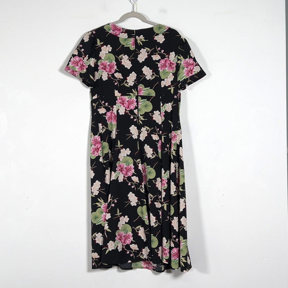 Hell Bunny Vixen Rockabilly Short Sleeve Midi Dress Womens 2XL Black Floral - Picture 5 of 13